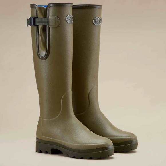 Le Chameau Women's Vierzonord Neoprene Lined Iconic Green Wellington Boots - Picture 1 of 4
